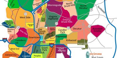Mapa okolic Atlanty