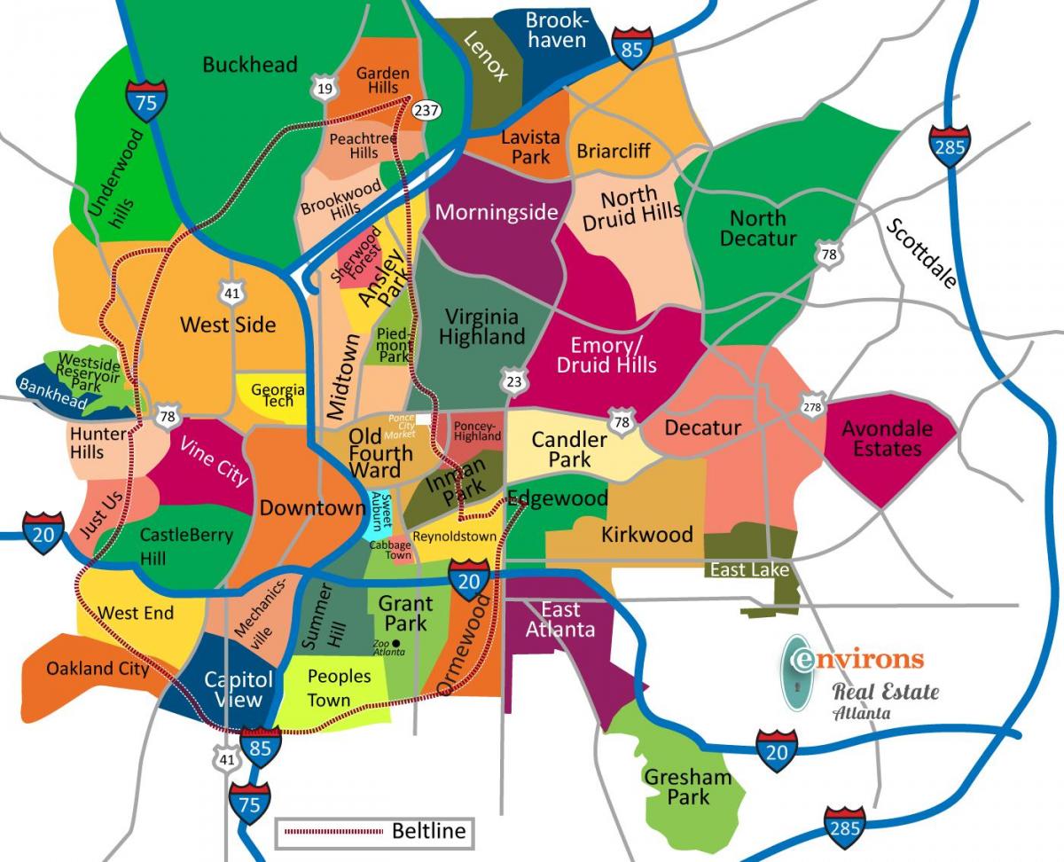 mapa okolic Atlanty