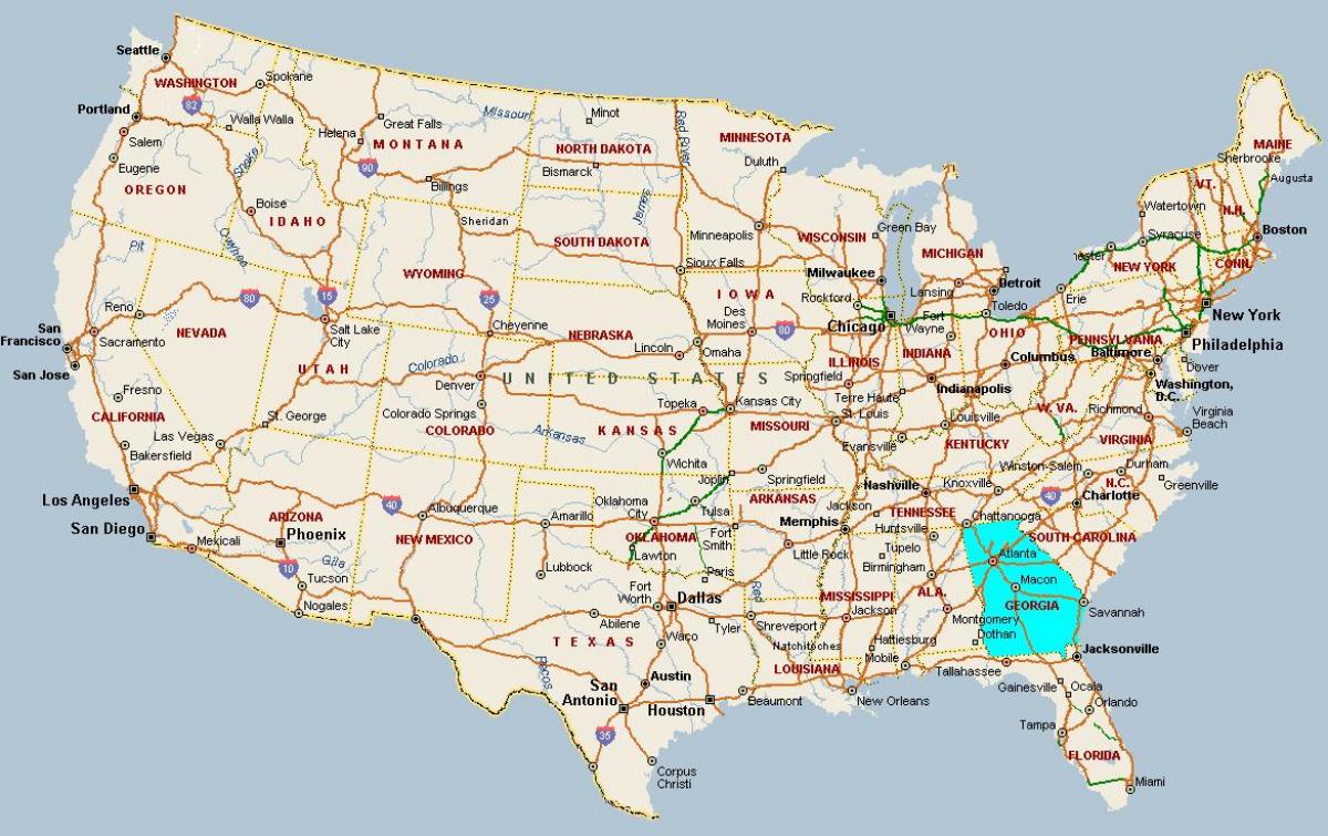 mapa Gruzji STANY zjednoczone