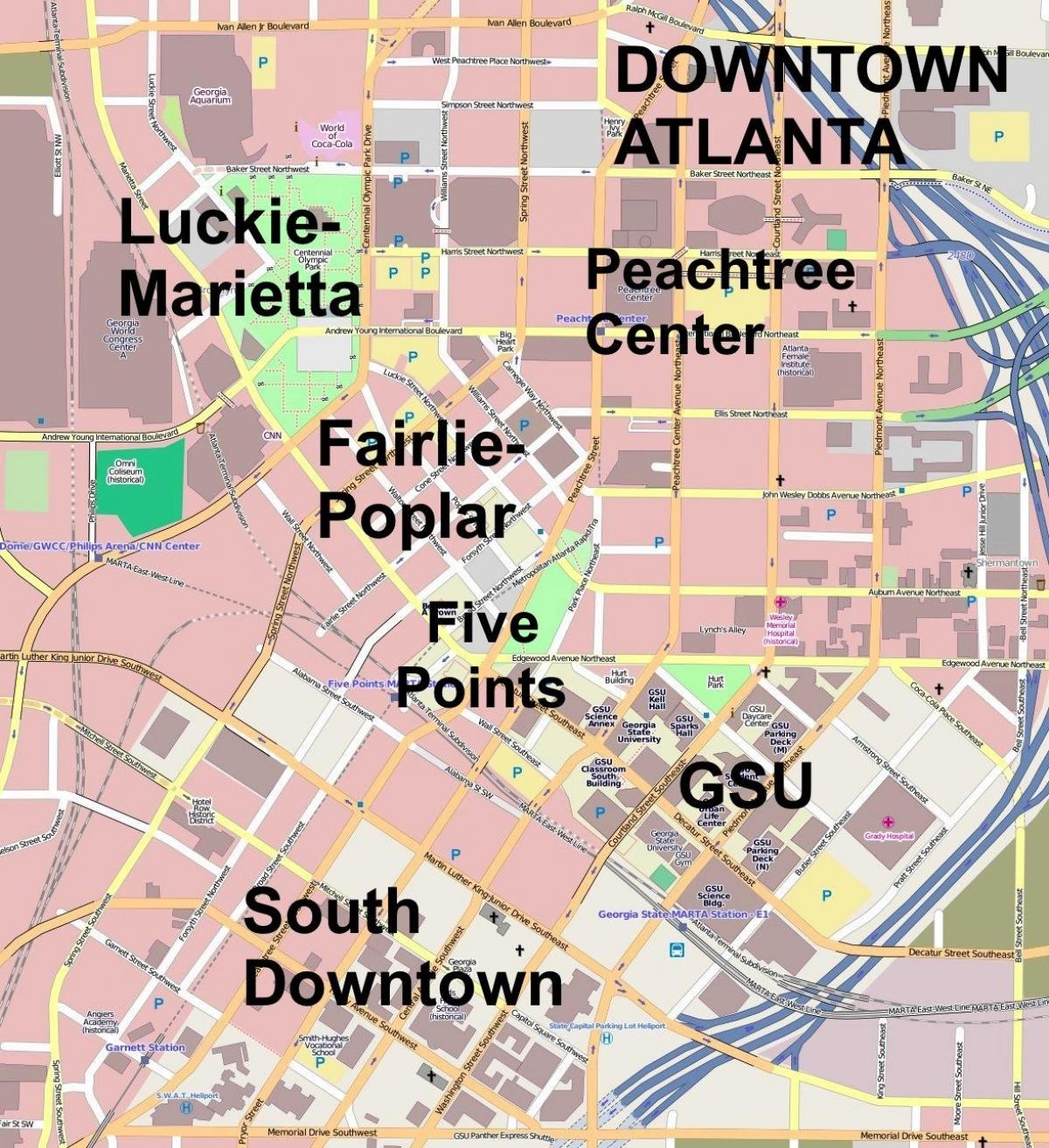 mapa miasta Atlanta