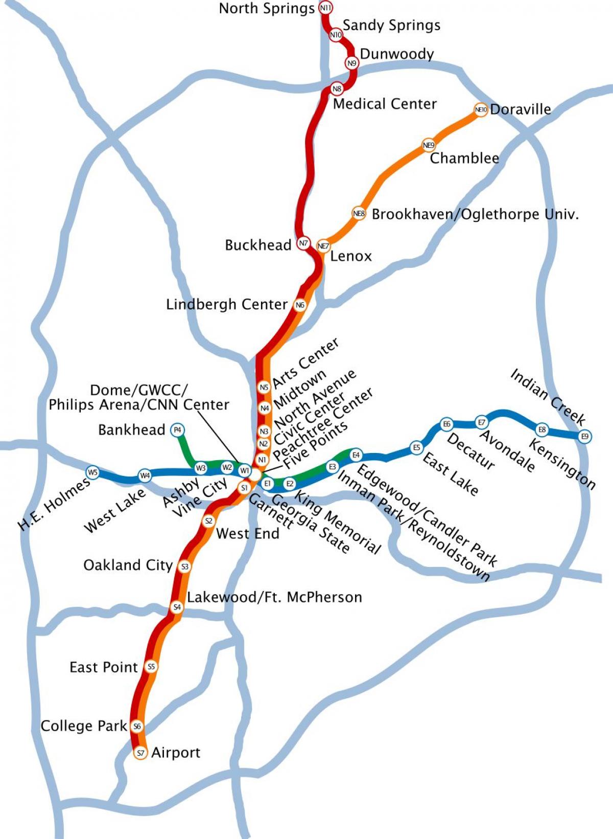 mapa metro w Atlancie