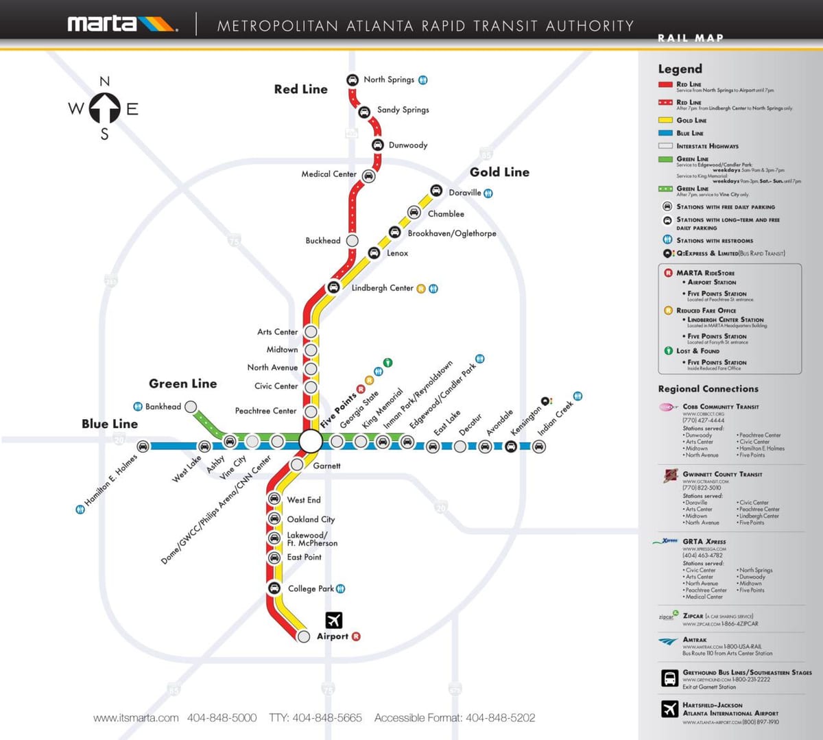 Pociąg Atlanta mapie