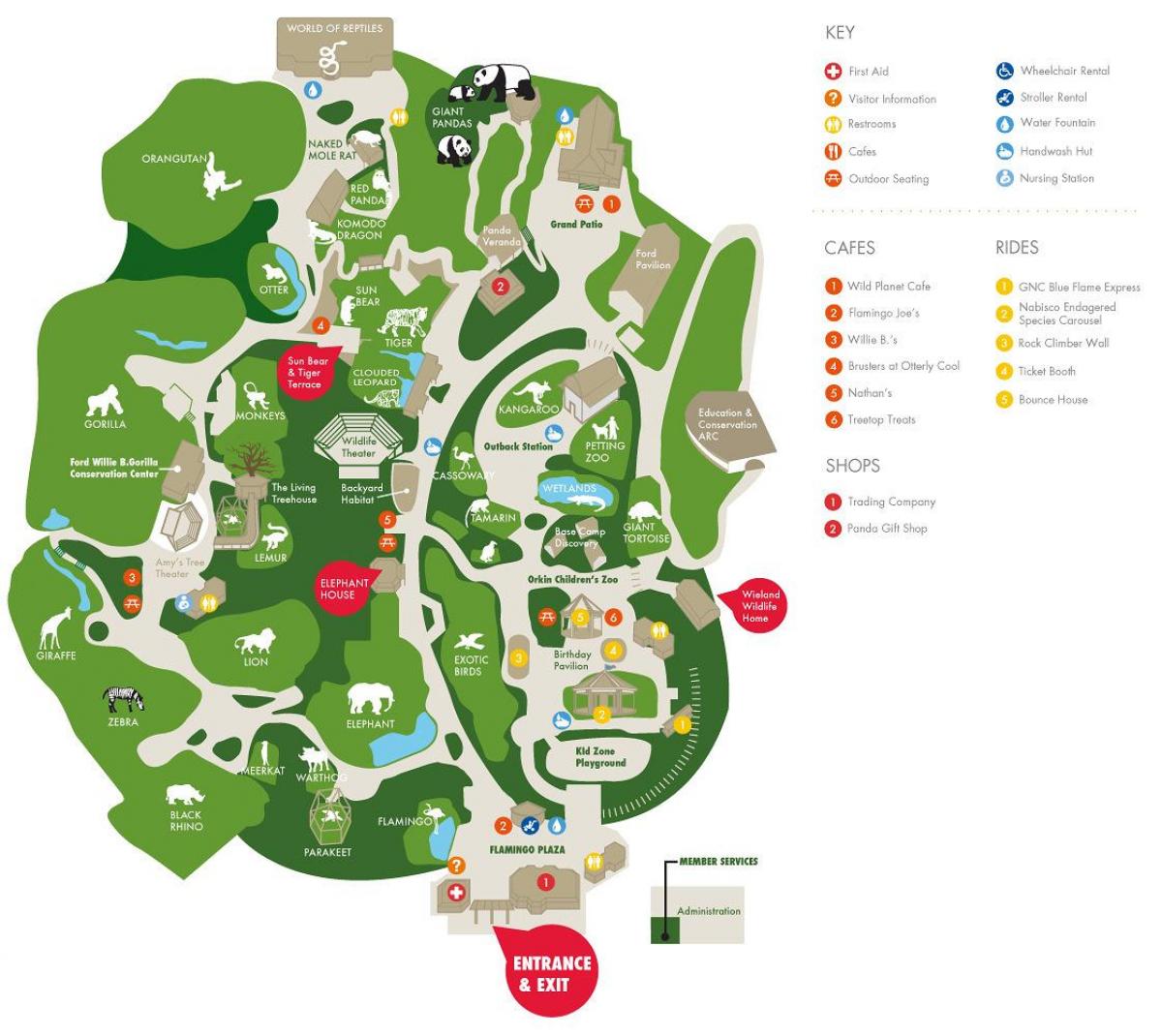 mapa zoo w Atlancie